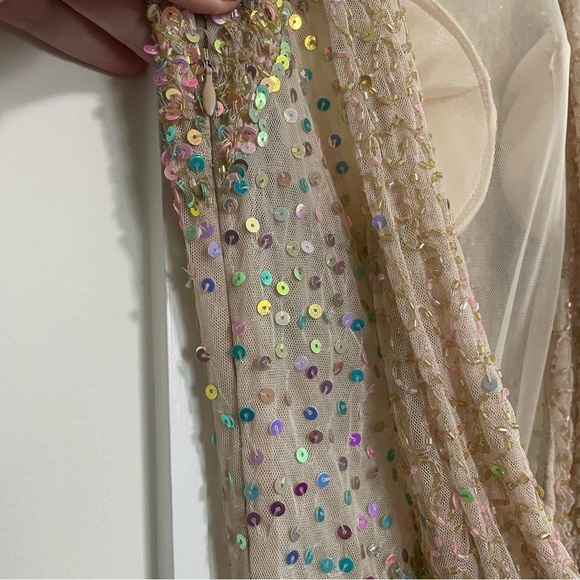 Cassandra Stone Rose Gold HighNeck Sweeping Back Formal/Prom/BlacktieGown Size 0 - Picture 7 of 14